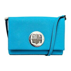 Kate Spade Newbury Lane Sally Flap Saffiano Leather Blue Crossbody Bag COA